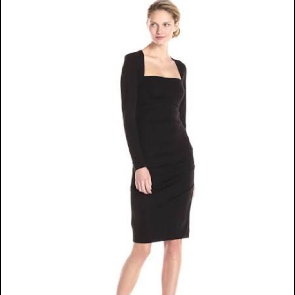 Nicole Miller Ruched Square Neck Sheath Dress - L